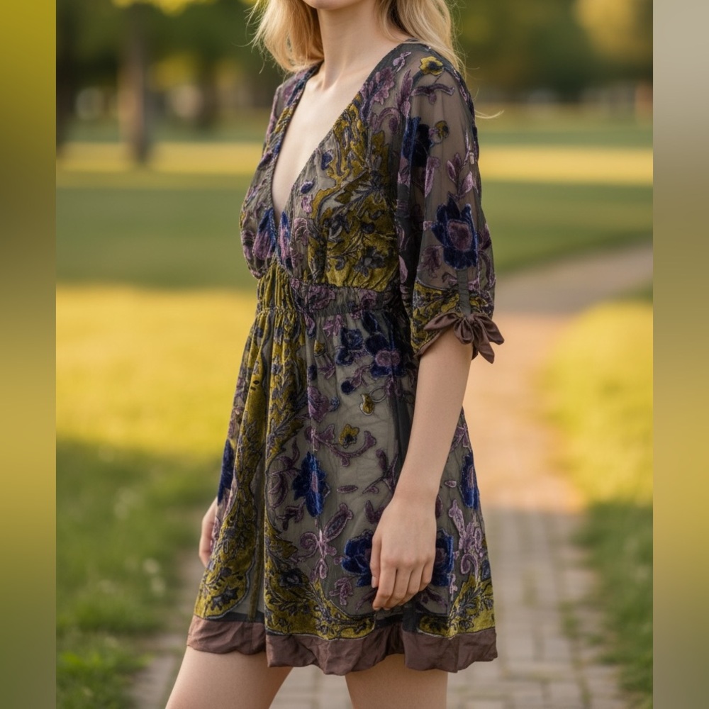 Yasb Multicolor Floral Romantic Boho Artsy Dress - Picture 5 of 5